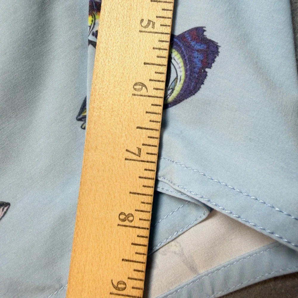 Pelagic Mens XL Light Blue Fish‎ Print Fishing Shorts 34x7 Stretch Marlin Tuna